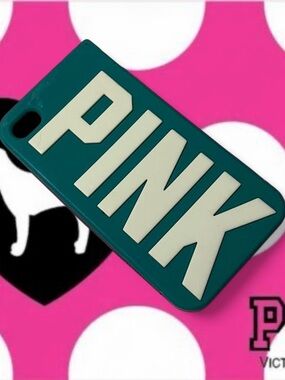 Preppy Mcbling VS PINK iPhone Case • Teal / White Silicone Case